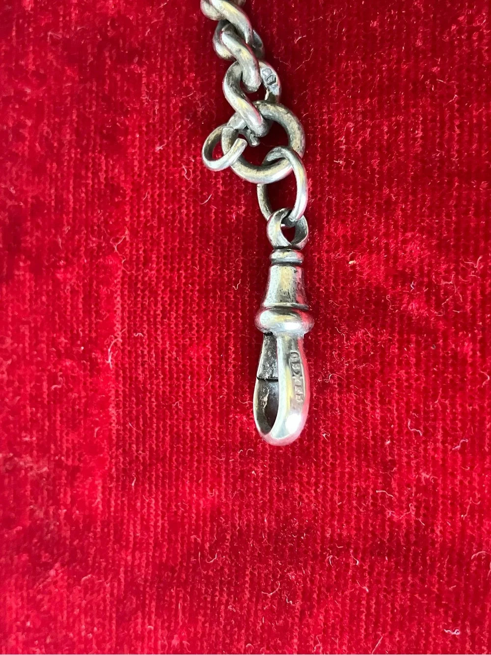 Antique Victorian Single Albert Watch Chain CS FS Sterling Silver 60g Dog Clip.